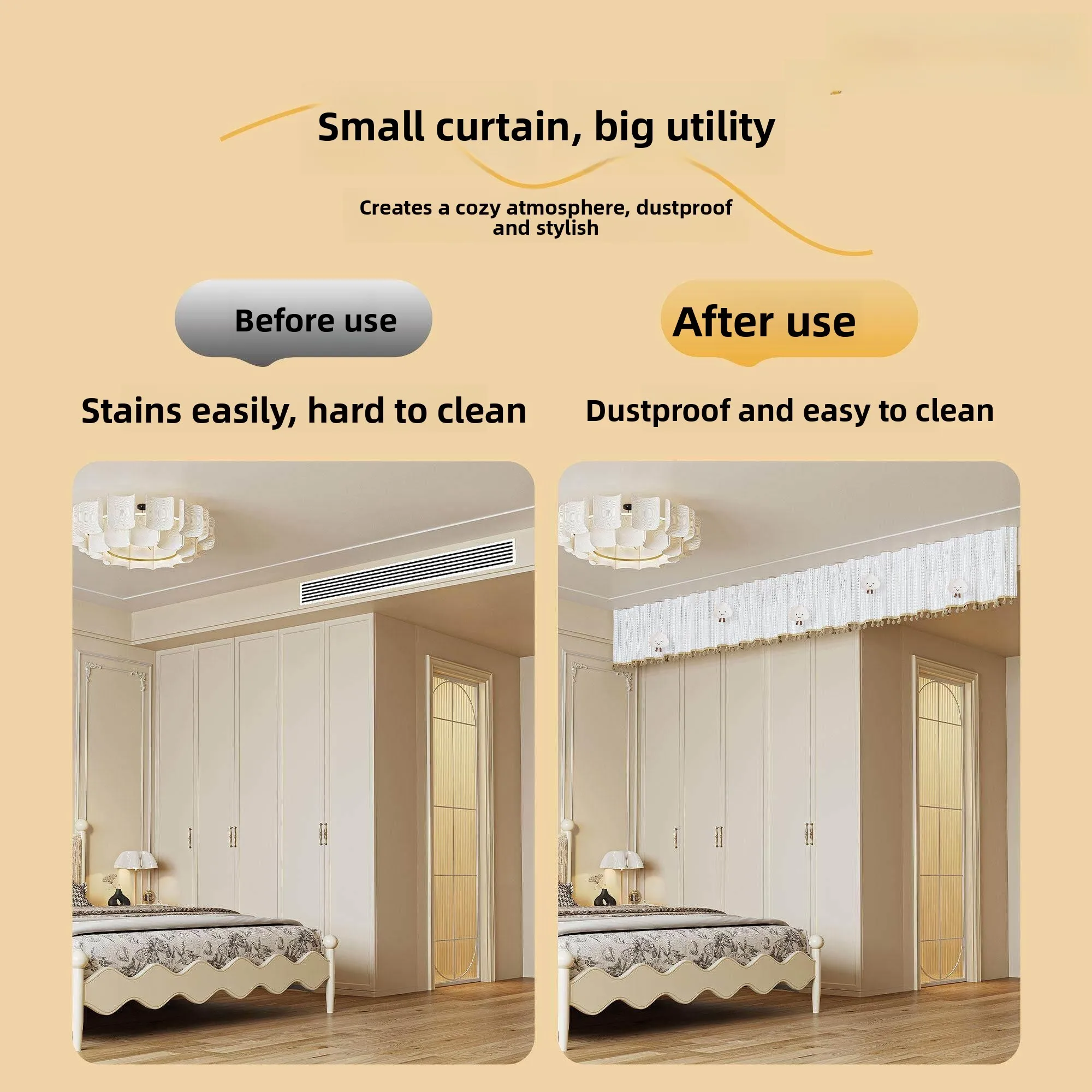 Picture 3: High-Quality Central Air Conditioning Windshield Curtain Postpartum Essential Baby Anti-Direct Blow Air Outlet Curtain No-Pun...