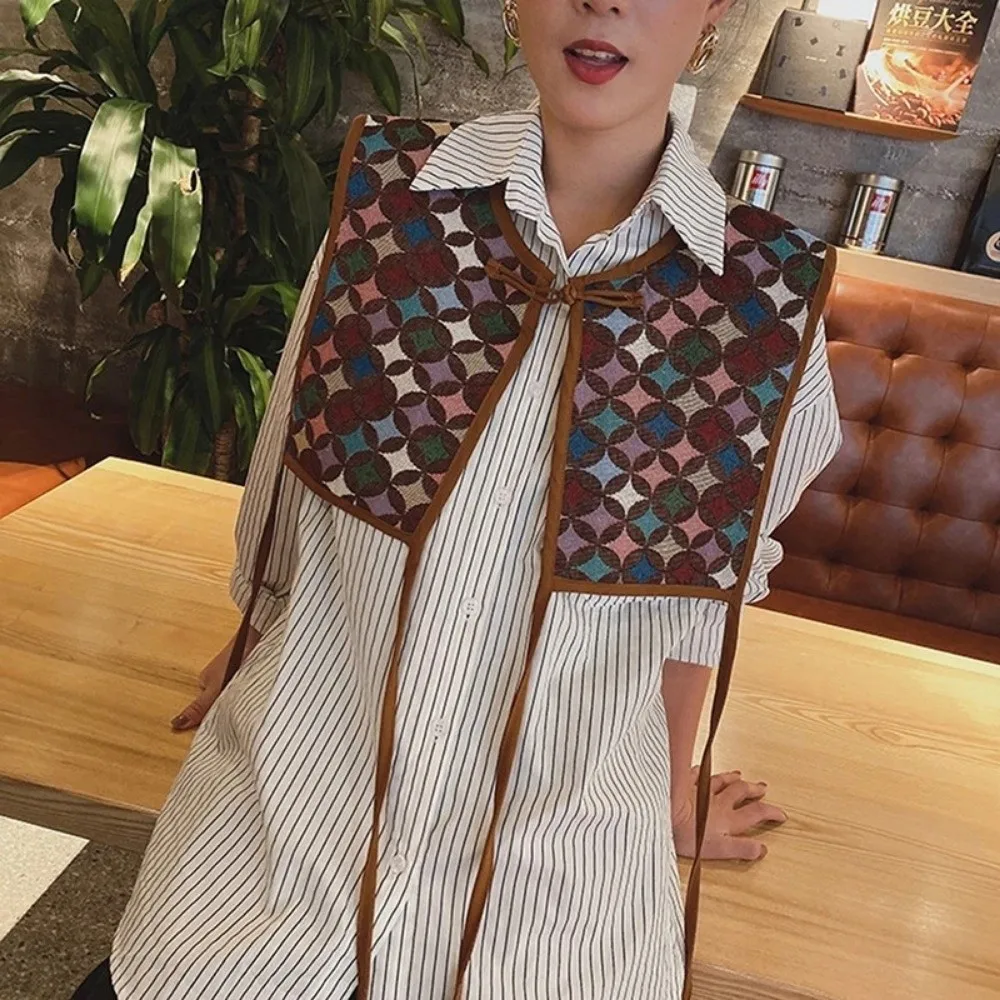 

Модный вышитый шарф-накидка на плечи с цветочным узором, женская накидка с завязками, декоративная накидка для топа-камизола