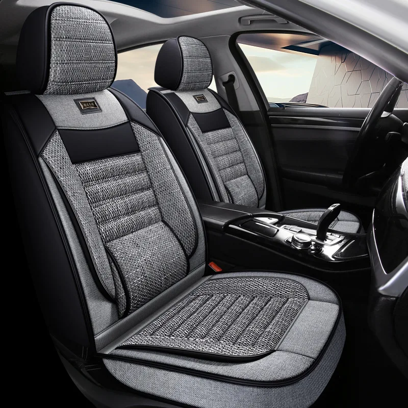 Universal Split Seat Fully Surrounded Car Seat Cover Breathable Comfortable Luxury Flax Car Seat Cushion Full Seats Cover JJ223