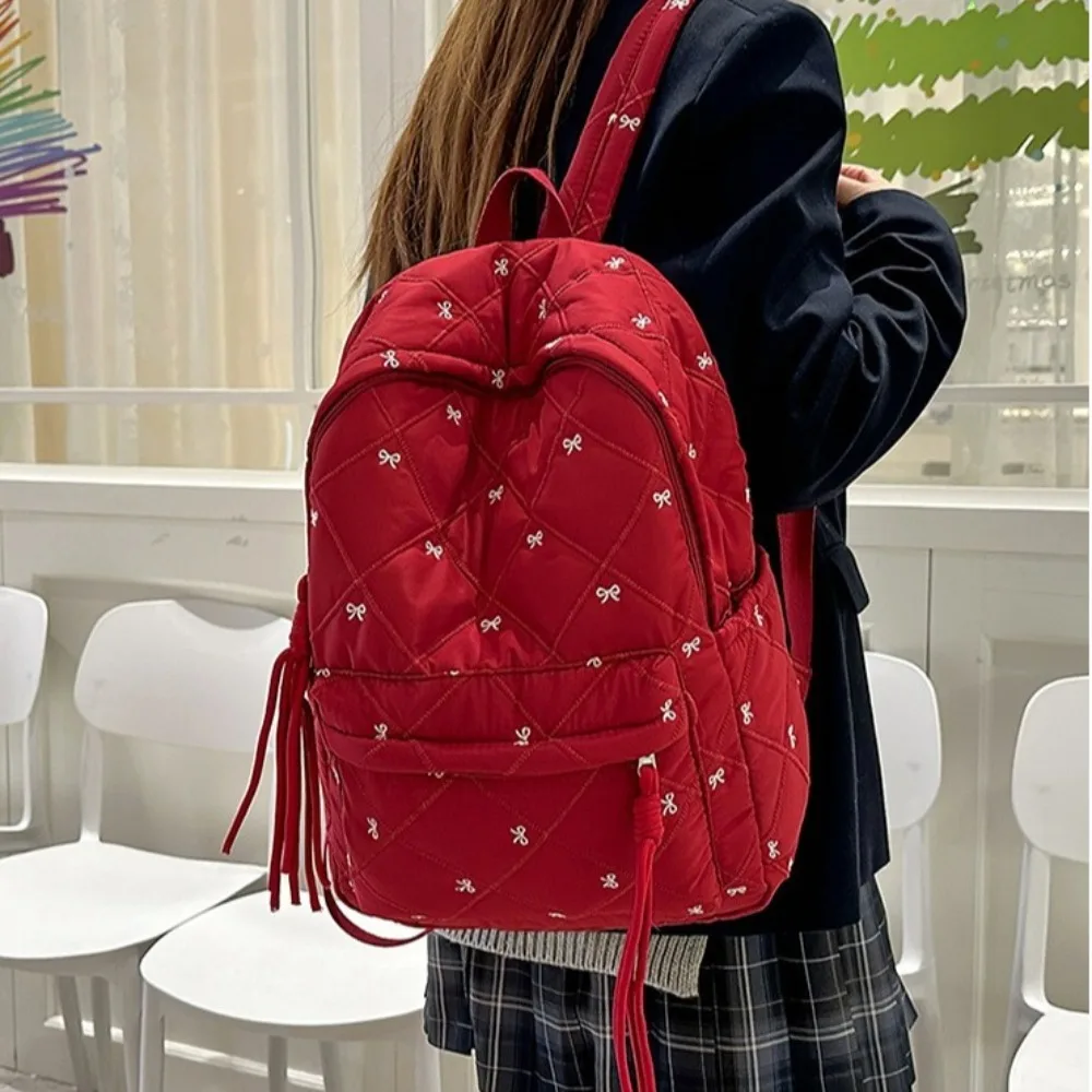 

Bow Students Schoolbag Travel Backpack Lightweight Tutoring Bag Laptop Bag Large Capacity Book Bag Knapsack