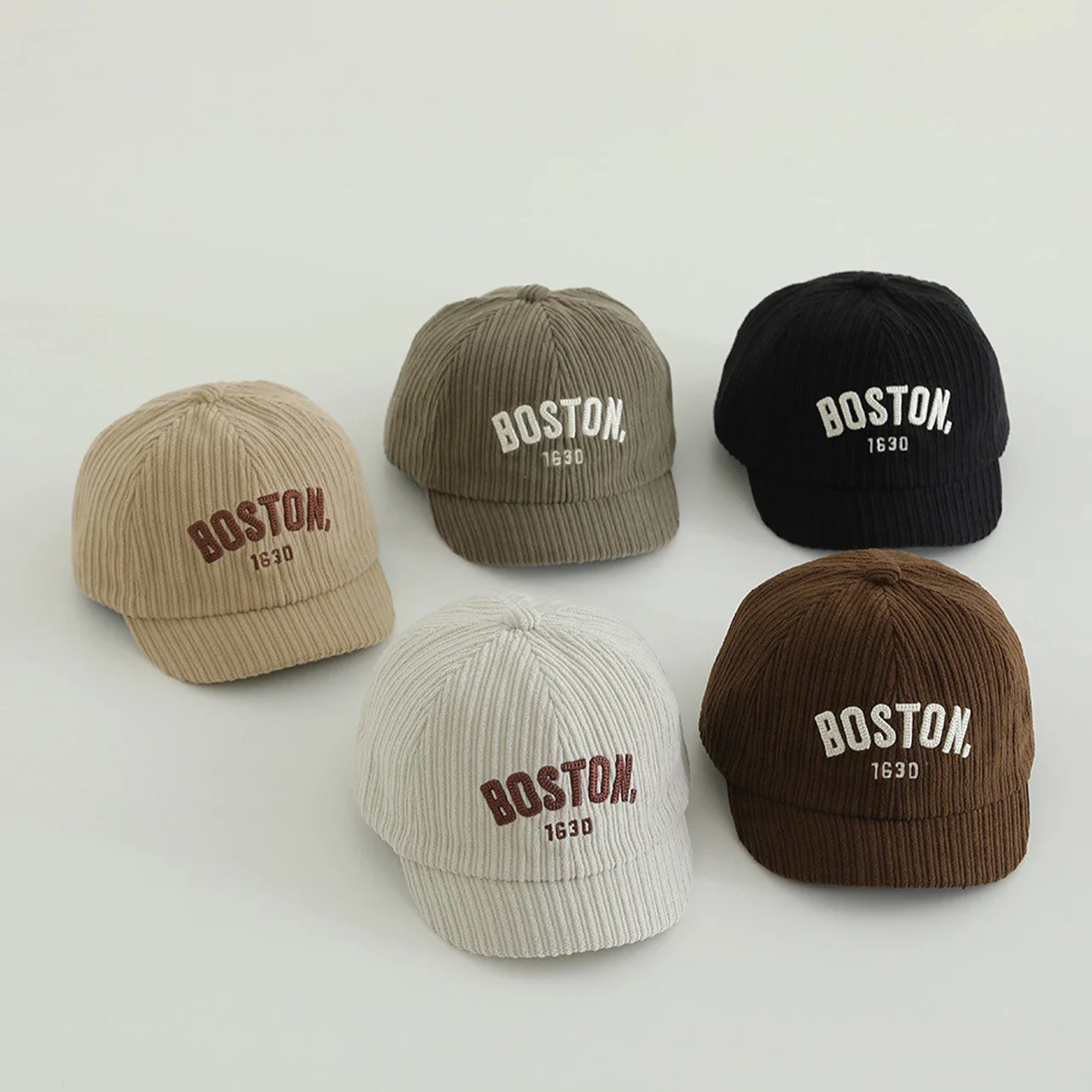 

Сплошная цветная детская бейсболка с надписью, осенне-зимняя вельветовая фуражка для малышей, винтажные шапки Snapback с вышивкой