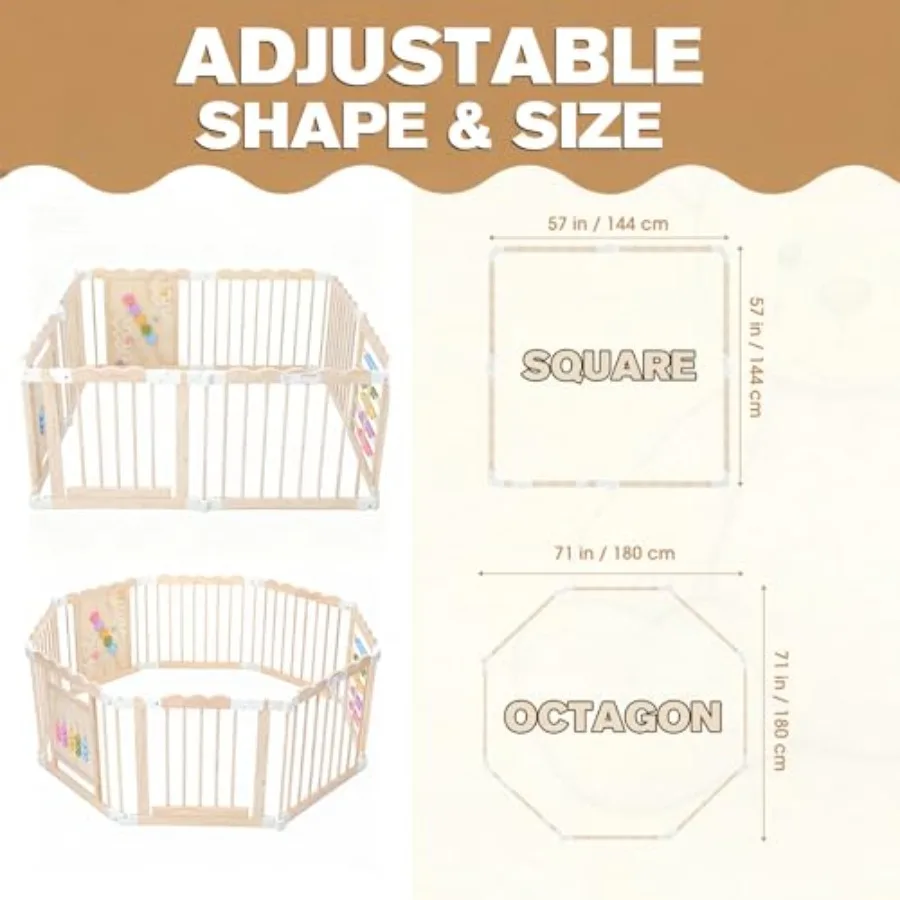 روضة أطفال 57 × 57 × 25 مقاس قابل للتعديل وشكل روضة أطفال خشبية مع أكياس تخزين من خشب الصنوبر الطبيعي قابلة للطي P