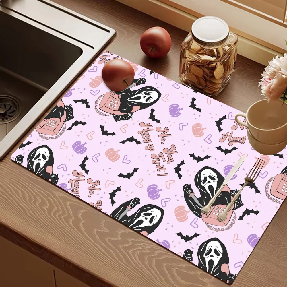 Scream Kitchen Dish Mat Absorbent Dining Table Mats Retro Non-slip Placemat Coffee Dish Tableware Mat For Home Decor