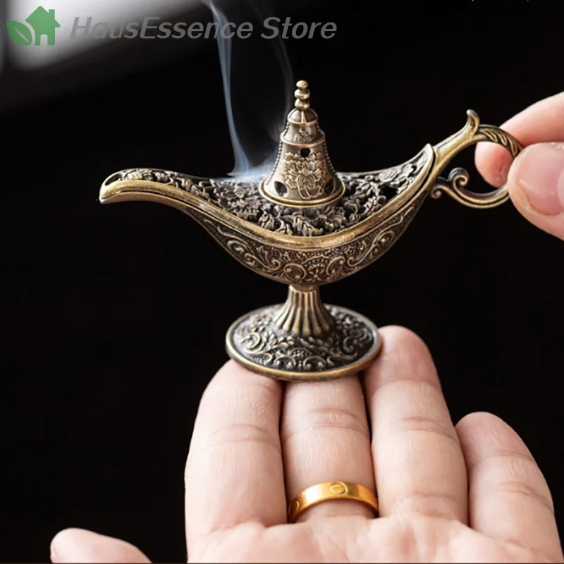 ※Antique Style Light Alloy Incense Burner Scented Unscented Candle Holder House Decoration Gift Arabic Incense Burner