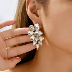 Elegant Luxury Crystal Glass Wing Shaped Stud Earrings For Women Geometric Korean Fashion Popular Charm Jewelry Statement Gift