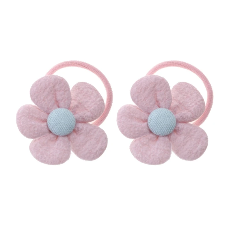 2PCS Flower Hairbands Girls Elastic Ponytail Holder Child Hair Ropes