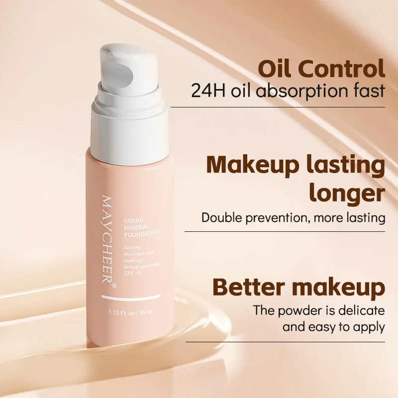 Maycheer Moisturizing Liquid Foundation น้ําหนักเบาคอนซีลเลอร์ผู้หญิงยาวนานไม่ง่ายที่จะลบแต่งหน้า Fit Natural Bb ครีม