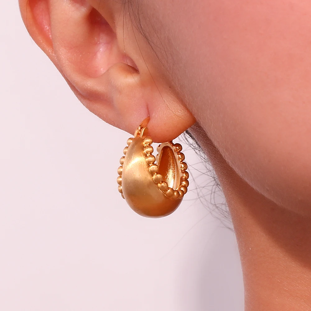 La.Muses Lovely Basket Boat Trendy Women\'s Hoop Earrings 2023 Creative Design Stainless Steel Jewelry And Accessories For Woman