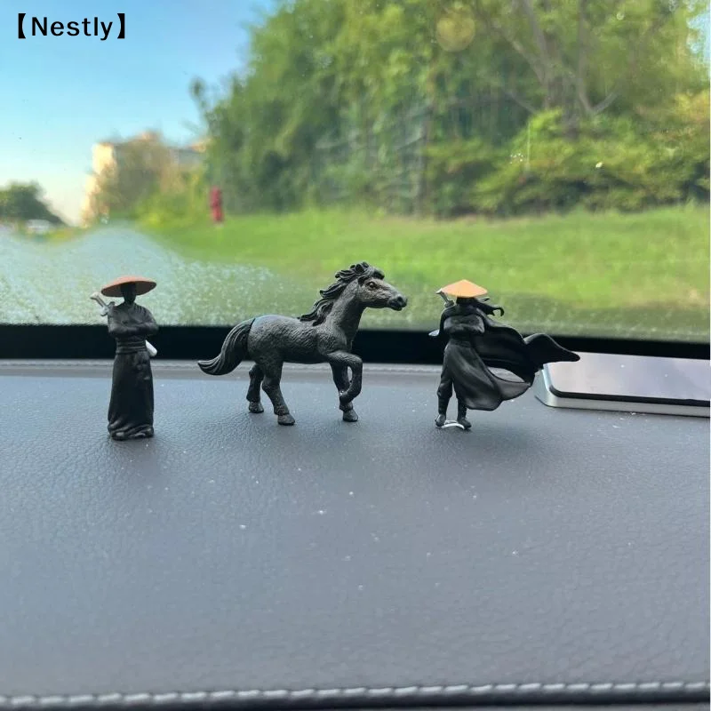 Resin Mini Figurines Decorative 50mm Ancient Sino-Japanese Samurai Warriors Office Cubicle Home Desktop Car Interior Model〔Nest〕