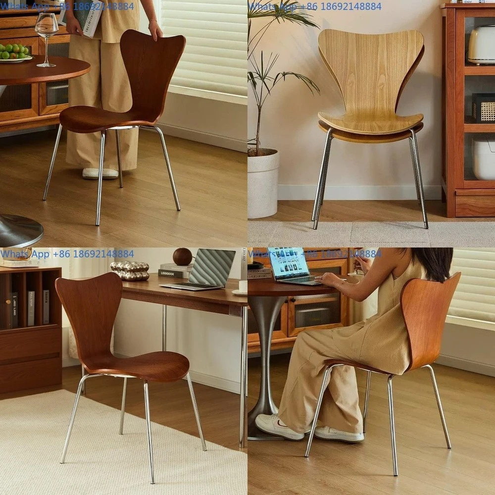 

Simple Retro Wooden Dining Chair for Cafe or Home Nordic Style Luxury Backrest Chair