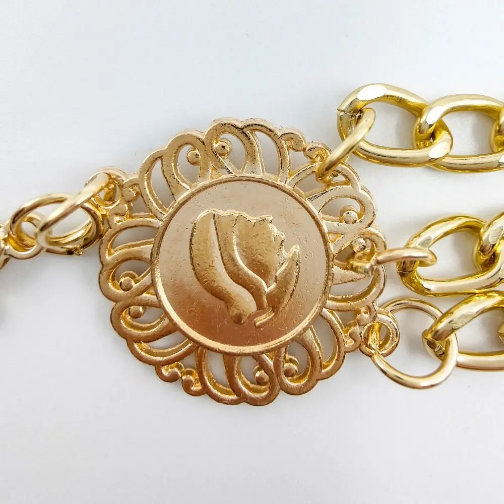 العتيقة مجوهرات العرقية نمط الجسم سلسلة قابل للتعديل الرجعية عباد الشمس جولة الخصر سلسلة الجسم التبعي الذهب حزام خصر النساء