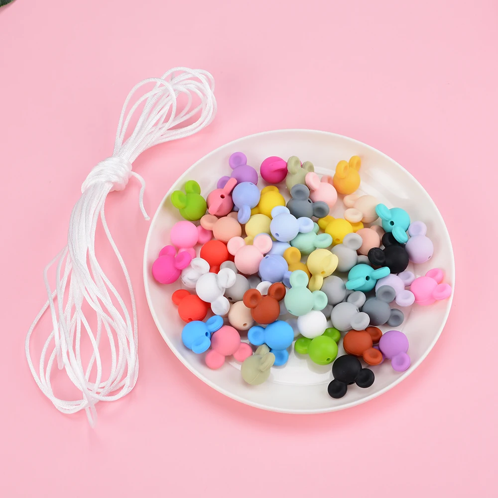 Silicone Beads Food Grade Baby Teether Toy Soft Chew Teething BPA Free DIY Charm Necklace mouse Silicone Perle