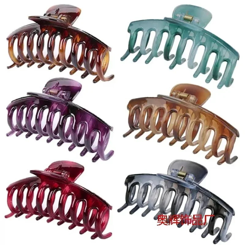 Fashion Acetate Leopard Print Hair Claws Geometric Crab Shape Clamp Styling Hair Clips for Women Girls Hairpin Hair Accessories