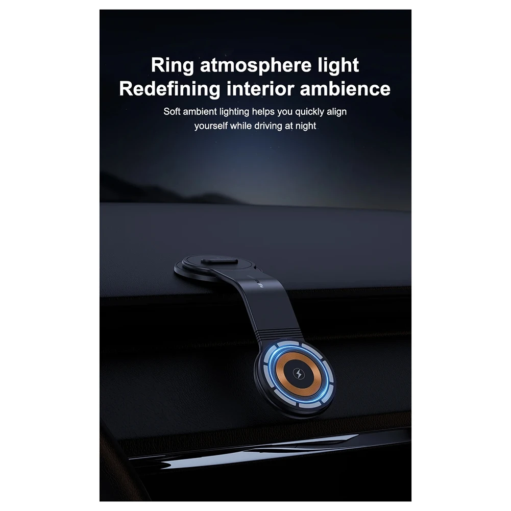 360 Degree Rotation Adjustable Magnetic Car Phone Holder Wireless Charging Panel Magnet Suction Mobile Phone Bracket-X62A