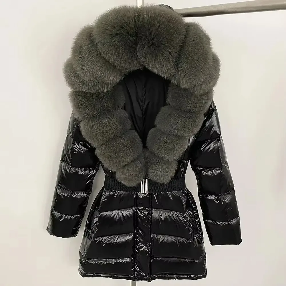 

Natural Raccoon Fur Jacket Hooded Thick Warm Duck Down Jacket Women Winter Real Fox Fur Collar Streetwear Outerwear Detachable