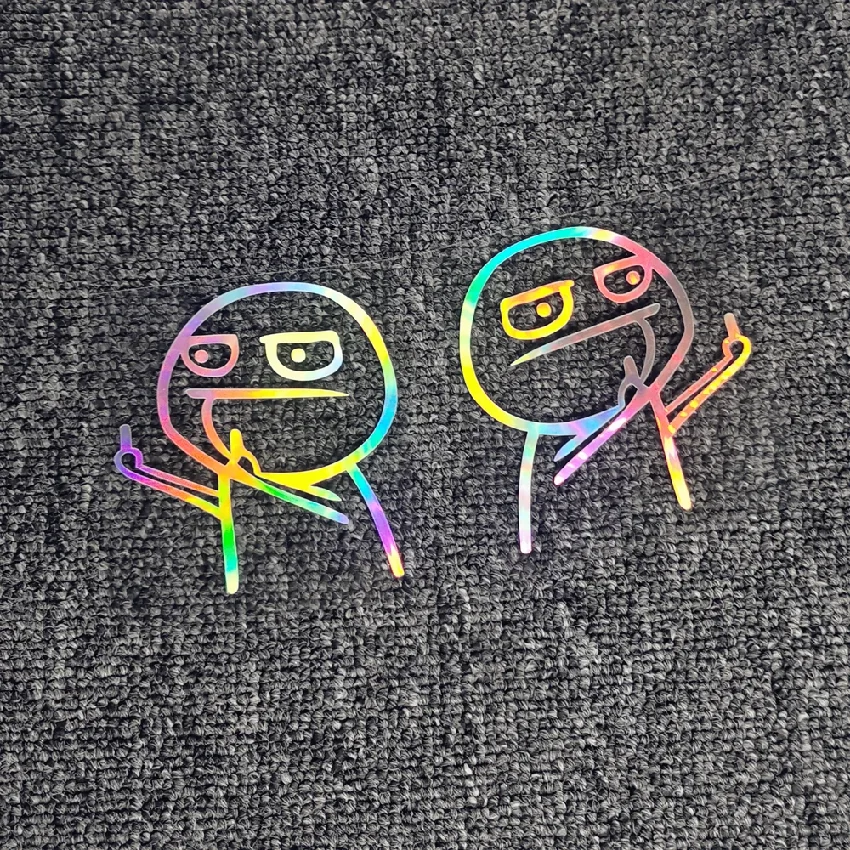 

10PCS Car Stickers Middle Finger Ridicule Funny JDM Laser Reflective Decoration For Trunk Windshield Bumper Motorcycle Helmet