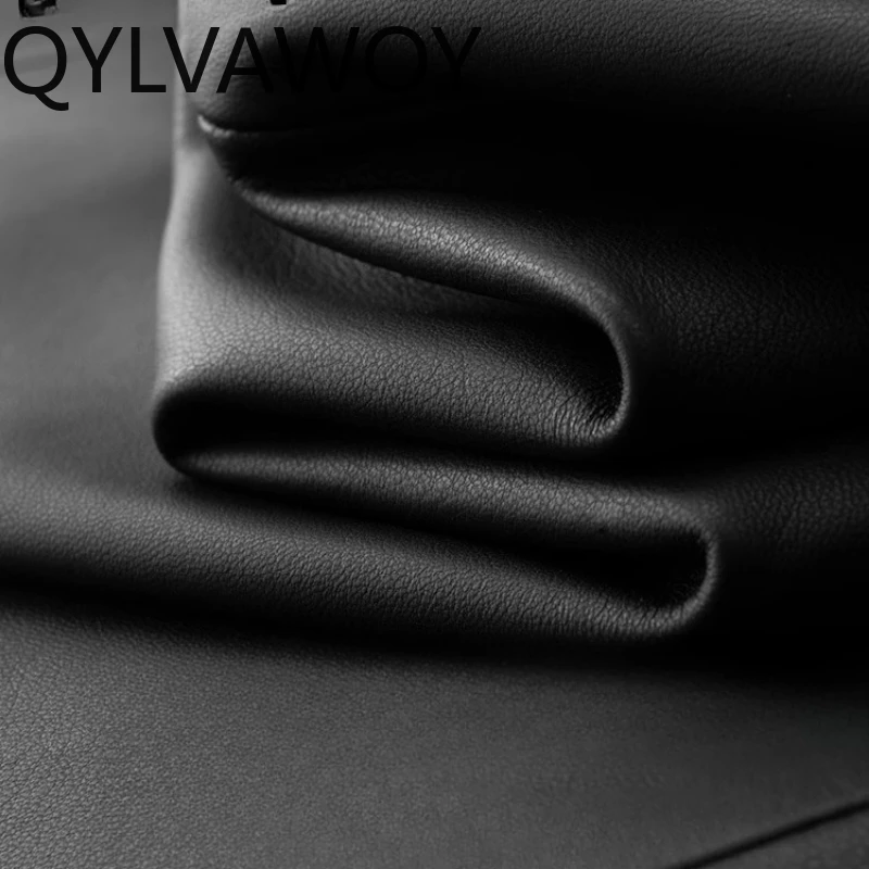 QYLVAWOY 2025 الخريف الشتاء سترة جلدية حقيقية للرجال نمط جديد الأعمال ملابس خارجية غير رسمية للأب kurtka huidzana męska LJ2621