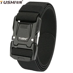 TUSHI New Tactical Outdoor Belt for Men and Women Aluminum Alloy Buckle Quick Release Elastic Belt Casual Belt Jeans Waistband