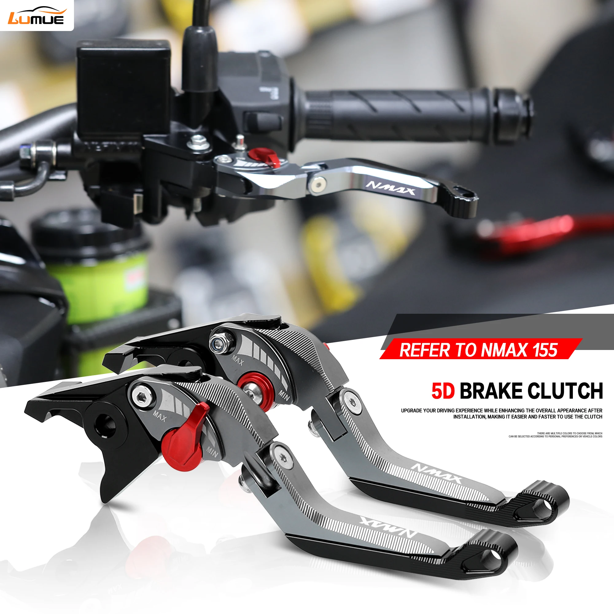 Для мотоциклов Yamaha NMAX155 NMAX 155 160 125 2015-2025: регулируемые, складные, выдвижные тормозные и сцепные рычаги из алюминия с ЧПУ 5D