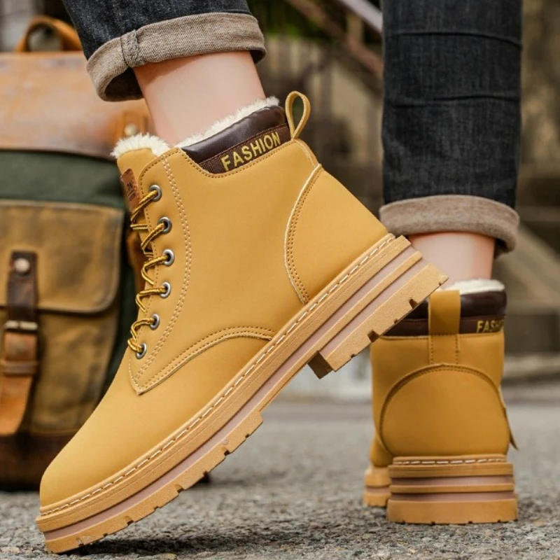 

Winter new style with plush and thick men's snow boots fashion High top boots trendy outdoor warm cotton shoes