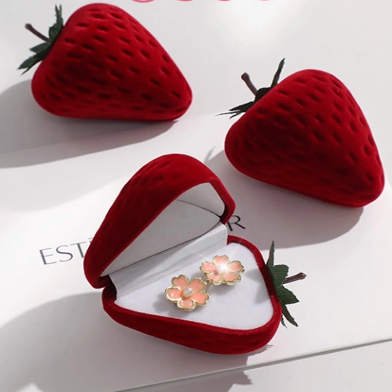 

Strawberry Ring Box For Valentine's Day, Wedding, Engagement And Proposal Gift