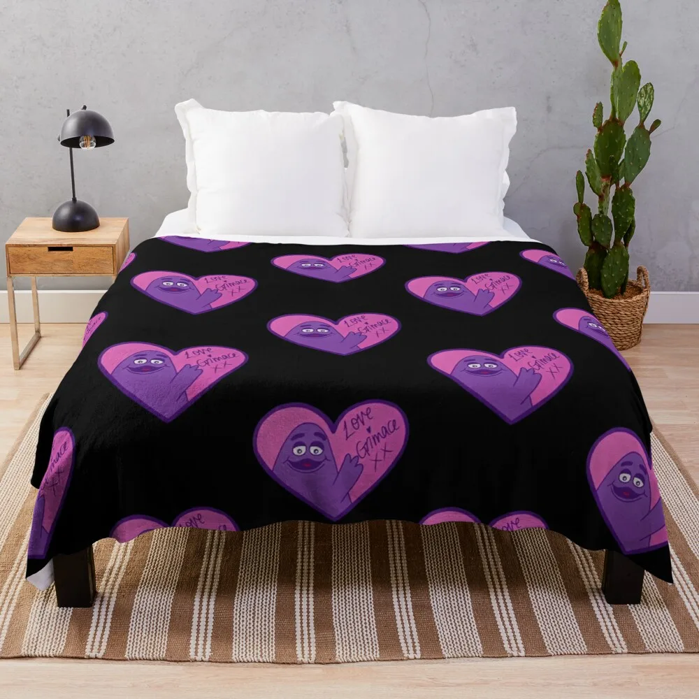 

Love Grimace valentines Throw Blanket christmas decoration Single Flannel Luxury Throw Blankets