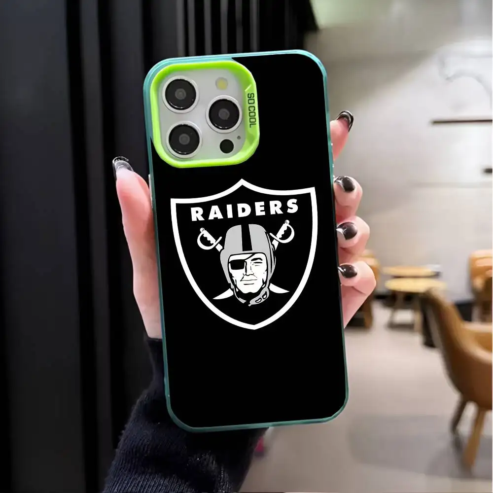 الكرة L-لاس V-Vegas R-Raiders جراب هاتف IMD جراب هاتف آيفون 16 15 14 13 12 11 برو ماكس زائد اللون غطاء فضي