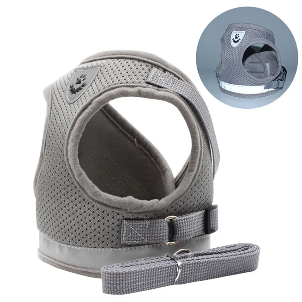 Kattentuig Loden Riem Set Verstelbare Reflecterende Ontsnapping Proof Huisdier Mesh Vest Harnas Puppy Hondenhalsband Kleine Hond Kat Huisdier Benodigdheden