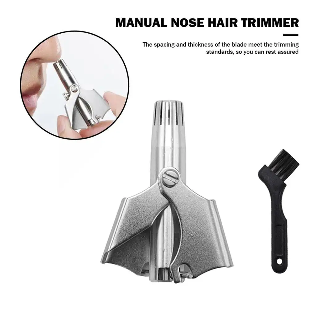 1 set pencukur rambut hidung portabel pria, alat cukur rambut hidung, pisau cukur Manual Stainless Steel baja tahan karat cocok untuk rambut hidung