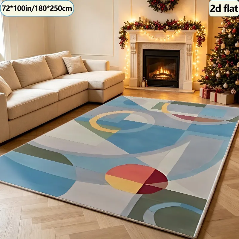 Medieval-Style Abstract Geometric Color-Blocking Carpet, Modern Art Carpet, Suitable for Living Room, Bedroom, and Home Interior Decoration