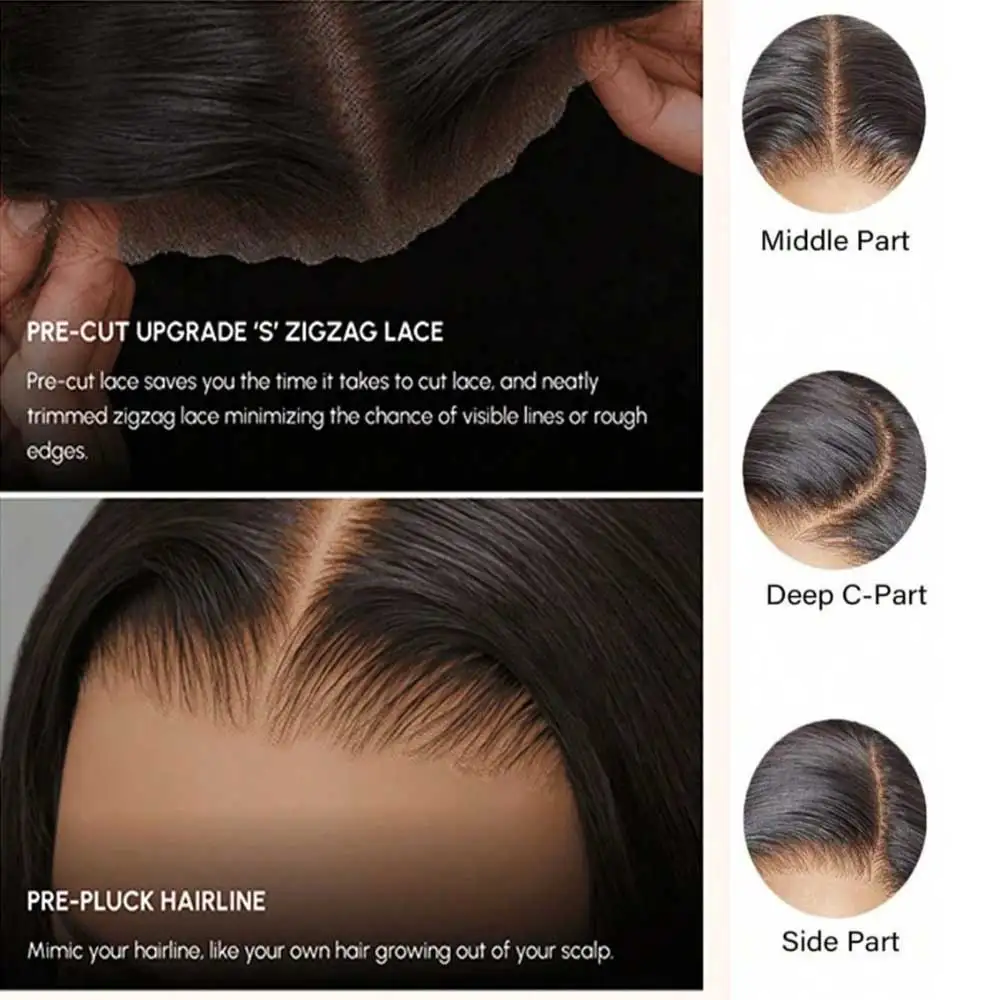 Прямые 40-дюймовые 6x5 предварительно выщипанные предварительно вырезанные кружевные бесклеевые парики из человеческих волос 13X6 HD Кружевные фронтальные парики 250% Прямые парики из человеческих волос