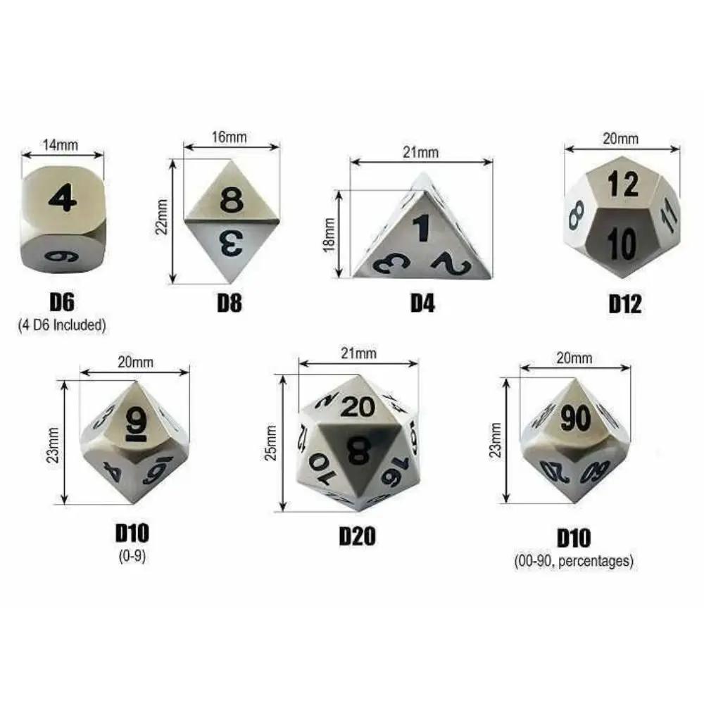Dados metálicos poliédricos multicolores para D&D: D20 D12 D10 - imagen 3