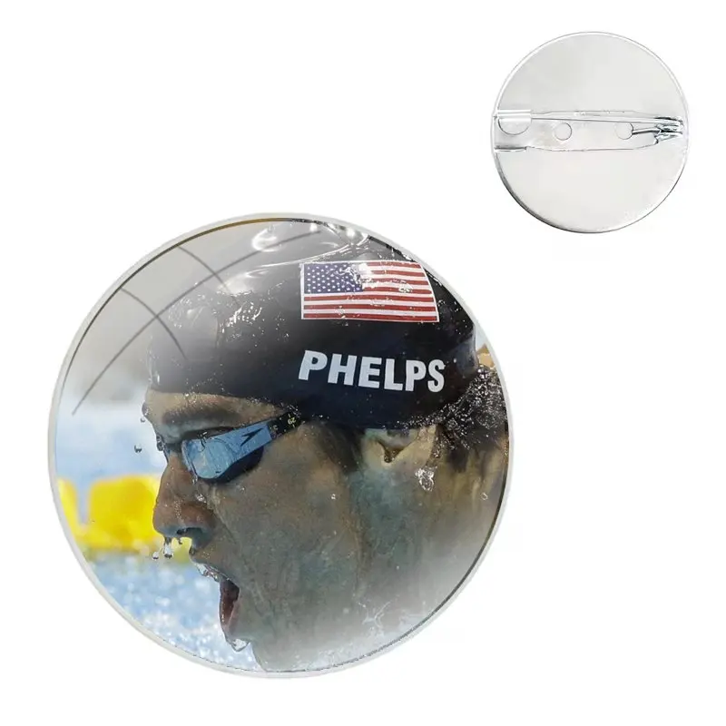 Pins Badge Metal Brooches For Clothes Backpack Decoration gift Michael Phelps Swimming