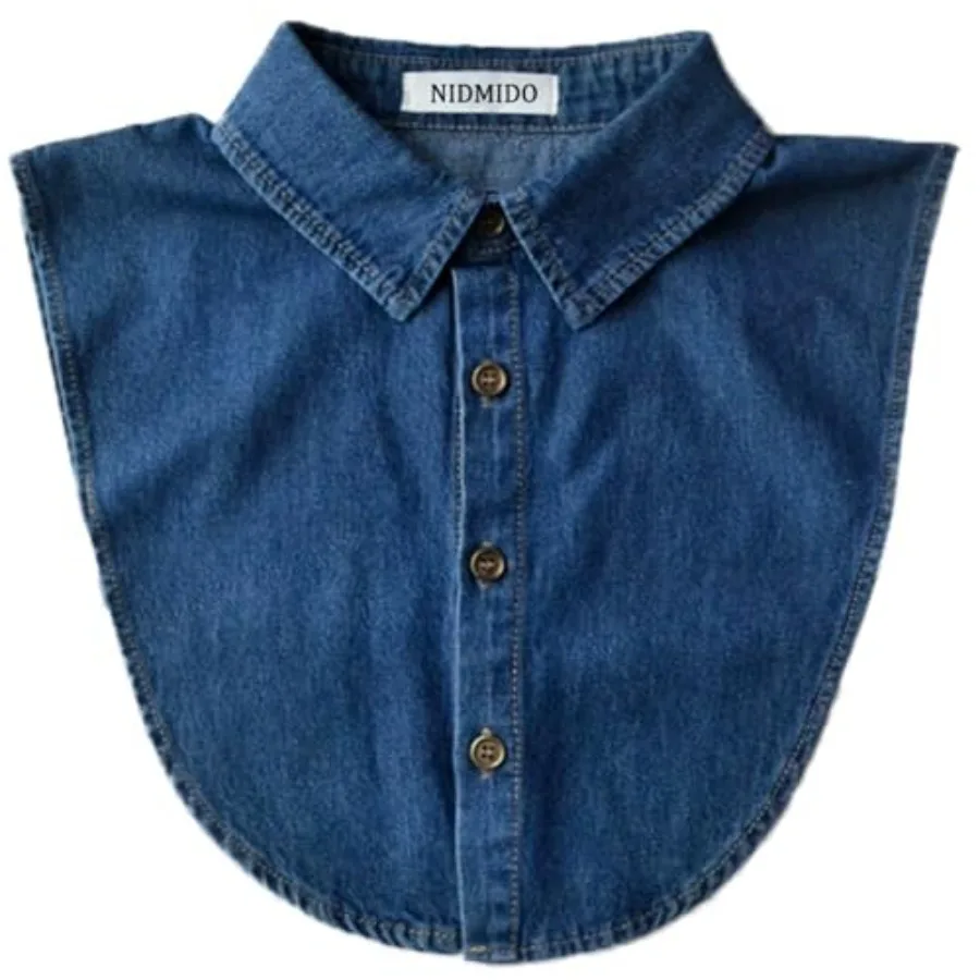 

Denim Fake Collar Detachable Dickey Collar Half Shirts Blouse False Collar Top for Women Girls Medium