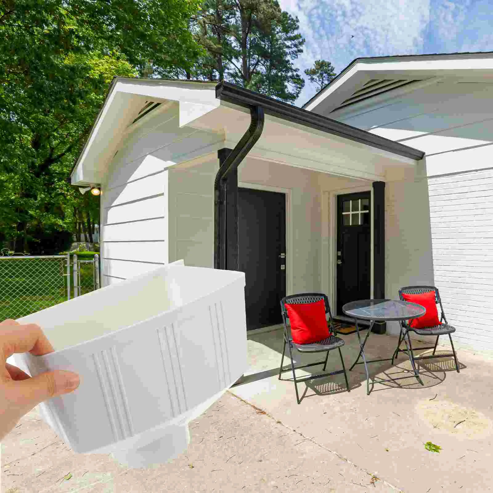 PVC Rain Bucket Gutter Downspout Adapter Diverter Extender Rainwater Drainage Pipe Collection System Connector