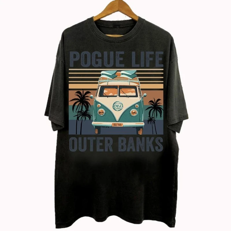 Vintage 90s Bootleg Style Pogue Life Outer Banks Gifts for Man and Women Unisex T-Shirt Hipster Street Fashion Short-sleev