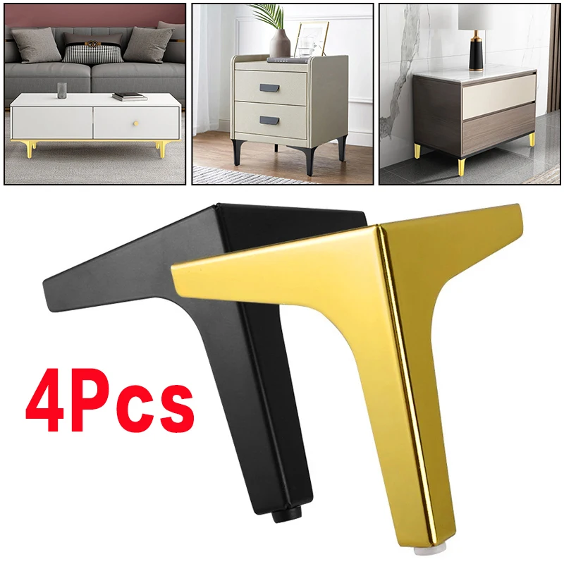 Patas de Metal para muebles, patas de repuesto para mesa, soporte de ángulo recto para sofá y silla, 4 unidades