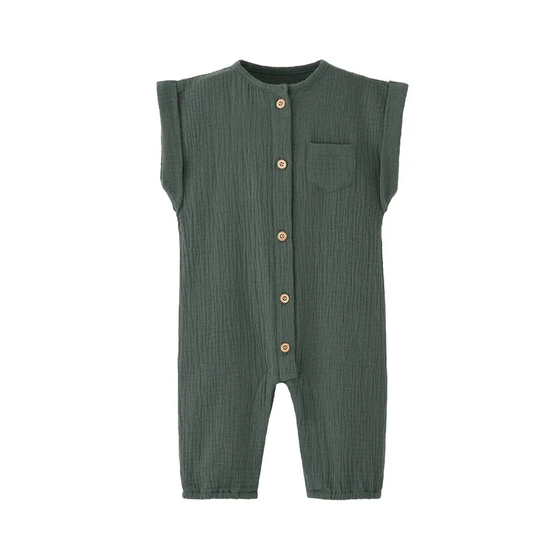 

Boys Girls Jumpsuit Infant Pants Muslin Cotton Sleeveless Romper 0-2 Years Newborn Summer Clothes Baby