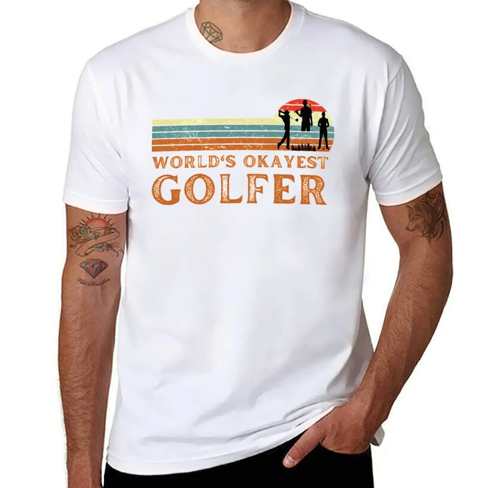 

Golf Players Golfing Club, Worlds Okayest Golfer T-Shirt.png T-Shirt Street Art Print Tee Shirt
