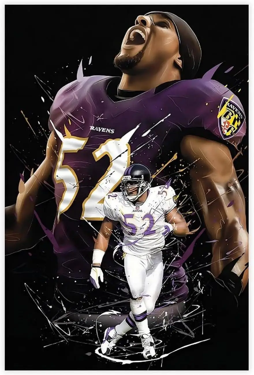 LAHNGC Ray Lewis Footabll Canvas Poster Bedroom Decor Soccer Landscape Office Room Decor Gift Unframe: