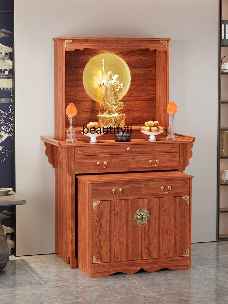 Clothes Closet Solid Wood Avalokitesvara Cabinet Modern Light Luxury Prayer Altar Table Household God of Wealth Cabinet