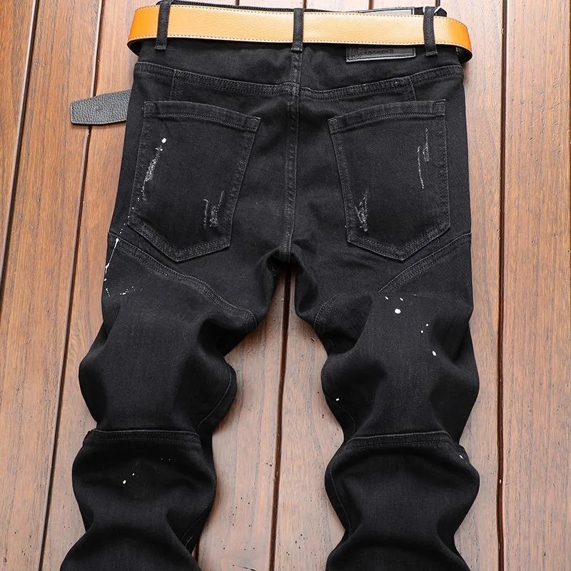Herbst und Frühling Mode Trend Retro Sport Gerade Bein Zerrissene Jeans männer Casual Bequeme Stretch Hohe Qualität Denim Hosen