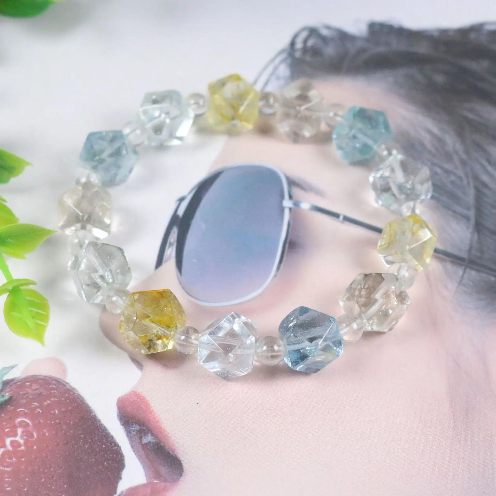 natural-color-topaz-bracelet-octagon-faceted-cut-beaded-bracelet-women-crystal-jewelry-gift-wholesale