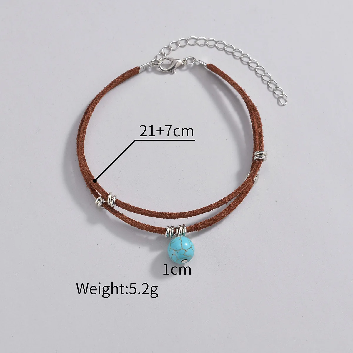 Fashion Trend Boho Style Turquoise Bead Pendant Anklet Double Layer Anklet Women\'s Summer Beach Jewelry Gift Accessories