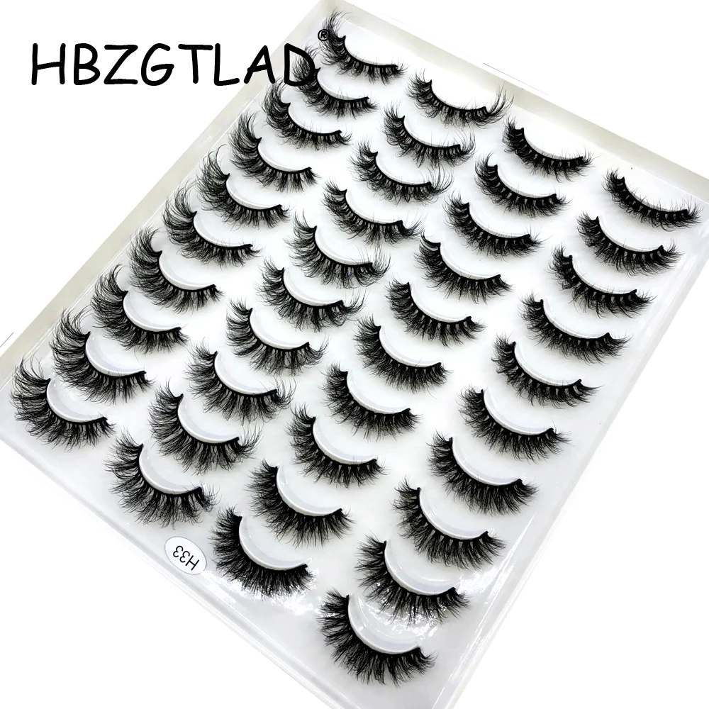 HBZGTLAD Wholesale 20Boxes/400pairs 3D Mink Eyelashes Natural Thick False Eye Lashes Wispy Makeup Beauty Extension Cilios