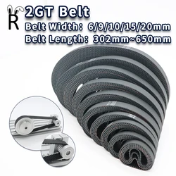 GT2 Rubber Belt Length 302mm-650mm 2M Belt Width 6mm 15mm 20mm Closed Timing Belt 10mm for 3D Printer Parts 9mm 2GT Timing Belt