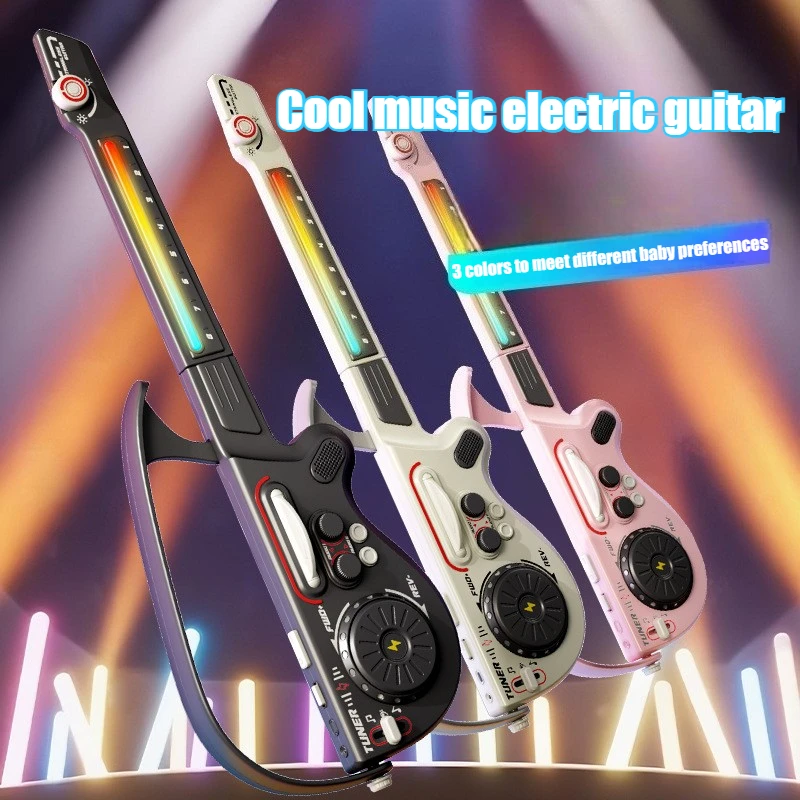

Electric Stringless Guitar Toy with Simulation DJ Mixer Cool Light Bluetooth 5.0 Wireless Connection Gifts for Boys Girls