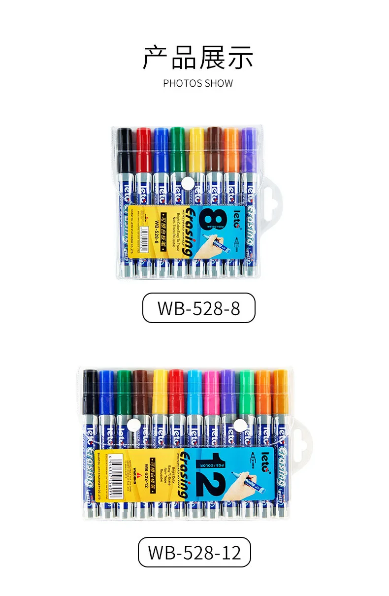 POP 8/12 farbiges löschbares Whiteboard-Marker-Set, nachfüllbar, sicher, ungiftig, hohe Kapazität für Bürokonferenzen, pädagogische Nutzung – Detail 7