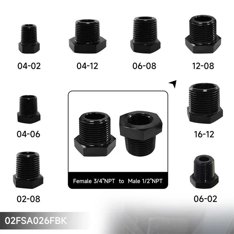 

2pcs Universal Aluminum Thread Reducer Bushing Pipe Fitting