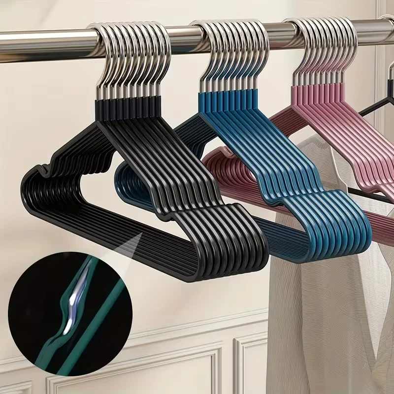 Home Essentials Bathroom Storage - 10Pcs Household Hangers, Non-Slip, Anti-Shoulder-Bump, Thickened